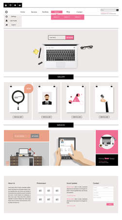Website Design in Flat Style. Vector Eps 10のイラスト素材