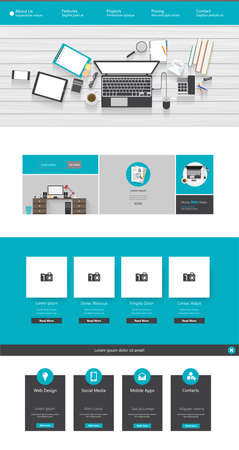 Flat Modern Website Template, Vector.のイラスト素材