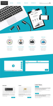 Flat Website Template. Vector illustration.のイラスト素材