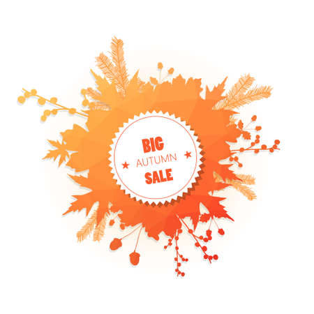 Vector sale banner autumn foliageのイラスト素材