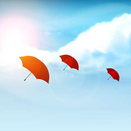 Red Umbrella with Blue Sky, Vector illustration Realisticのイラスト素材