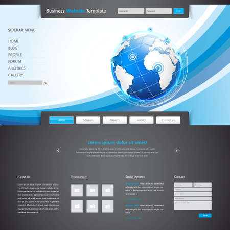 Modern Clean Business Website Template Design, Editable Vector Illustration.のイラスト素材