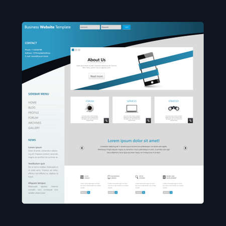 Modern Clean Business Website Template Design, Editable Vector Illustration.のイラスト素材