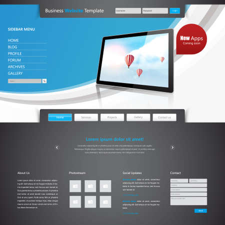 Modern Clean Business Website Template Design, Editable Vector Illustration.のイラスト素材