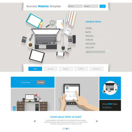 Modern Clean Business Website Template Design, Editable Vector Illustration.のイラスト素材