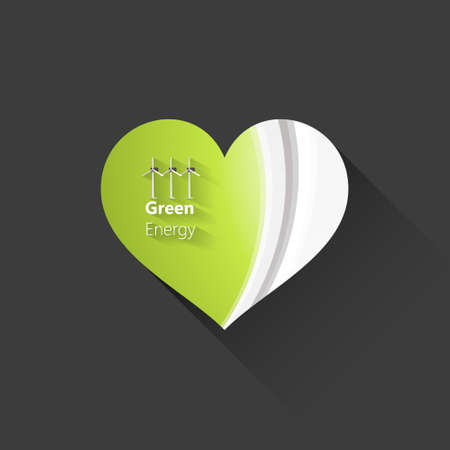 Abstract heart, vector design green waveのイラスト素材