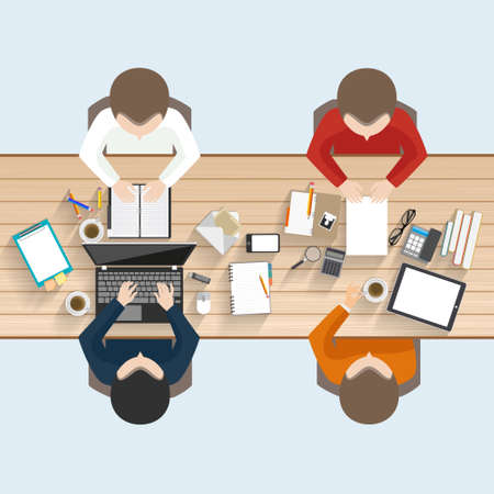 Business meeting and brainstorming. Flat design.のイラスト素材