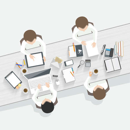 Business meeting and brainstorming. Flat design.のイラスト素材