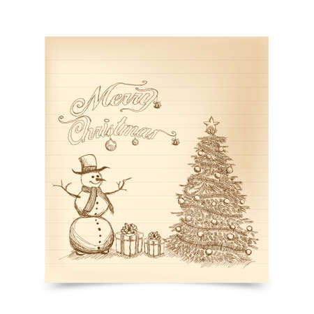 Christmas sketch retro background, vector のイラスト素材