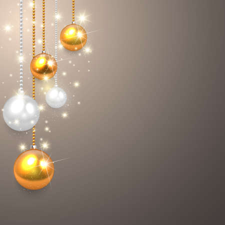 Golden, silver realistic vector Christmas balls set.のイラスト素材