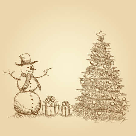 Christmas sketch retro background, vector EPS 10のイラスト素材