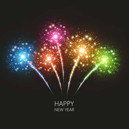 Holiday Fireworks Background Vector Realistic vector. Happy New Yearのイラスト素材