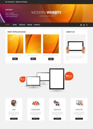 One Page Business website design template. Vector Design.のイラスト素材