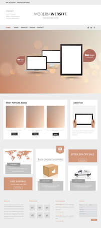 One Page Business website design template. Vector Design.のイラスト素材