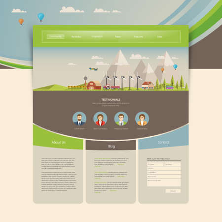 Modern website template with eco flat landscape illustrationのイラスト素材