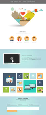 Flat One page website design template. Vector Designのイラスト素材