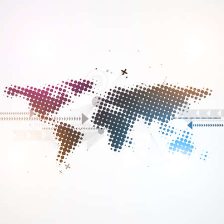 World map background in style dot pattern Vector backgroundのイラスト素材
