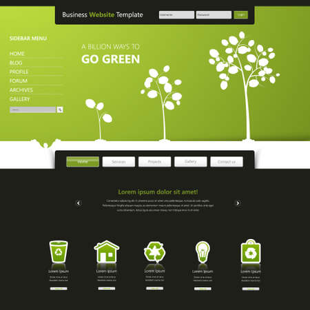 Modern green eco website templateのイラスト素材