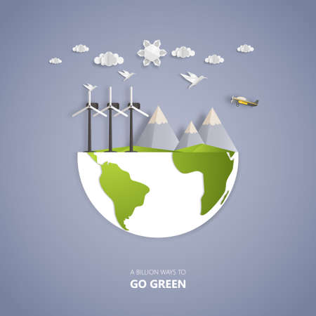 Concept of eco paper cut styleのイラスト素材