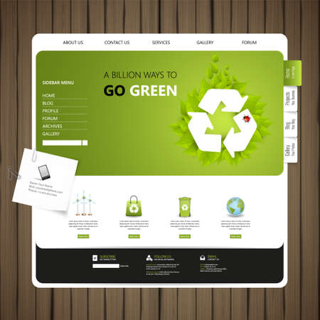 Eco website design template on wooden board. Vector Design.aaのイラスト素材