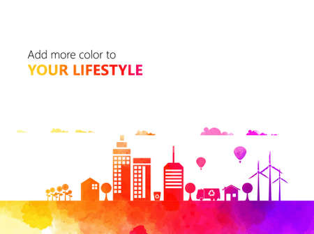 Vector watercolor illustration with city sloganのイラスト素材