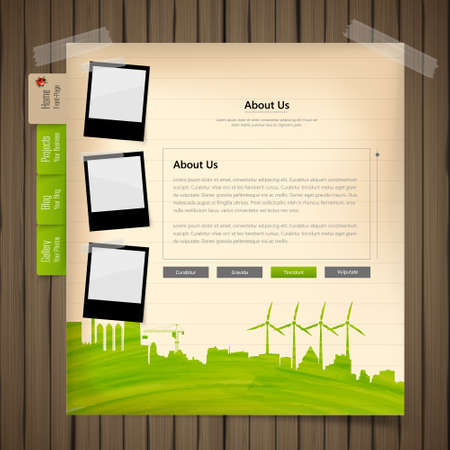 eco style vector web template on wood board, creative design vectorのイラスト素材