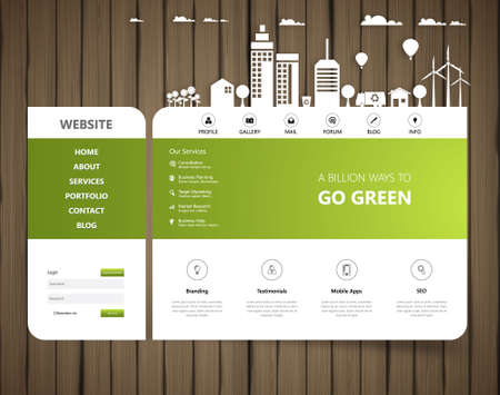 Green eco website design.のイラスト素材