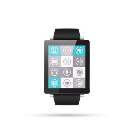 Isolated SmartWatch vector illustration, interface with menuのイラスト素材