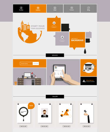 One Page Business website design template. Vector Design.のイラスト素材