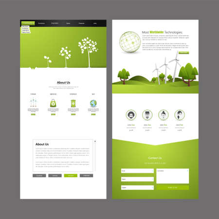 Eco Business One page website design template. Vector Design.のイラスト素材