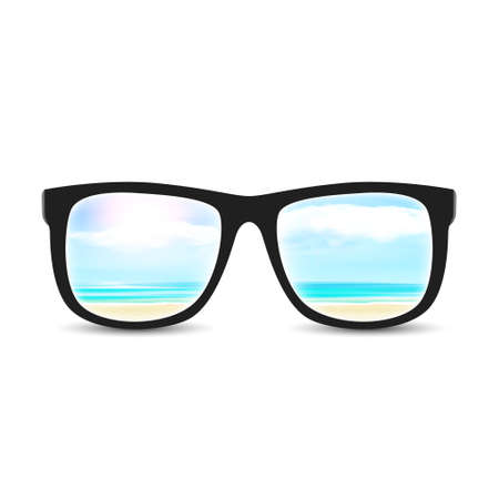 Vector summer beach with sunglasses blurred, background illustrationのイラスト素材