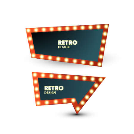 Retro banner with shining lights. Vector illustration.のイラスト素材