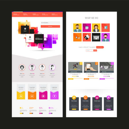 Colorful One page website design template. Vector Design.のイラスト素材