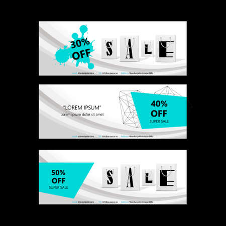 Off Sale Abstract Banner Set. Vector.のイラスト素材