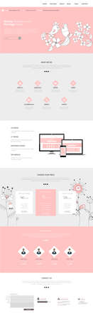 One page website design template.Spring and flower theme.のイラスト素材