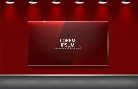 Gallery Interior with empty frame on red wallのイラスト素材