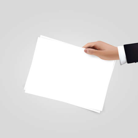 Realistic vector Hand holding paper isolated on white. whale designのイラスト素材