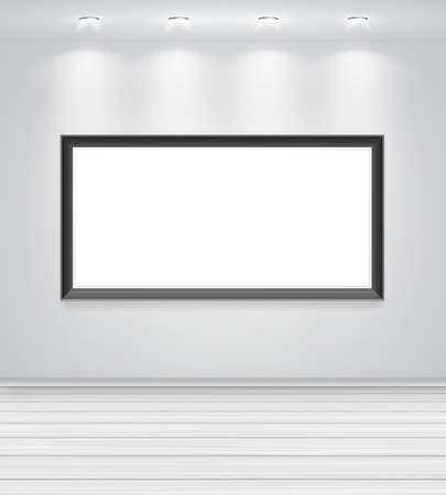 Gallery Interior with empty black frame on wallのイラスト素材