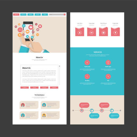 One Page Business website design template. Vector Design.のイラスト素材
