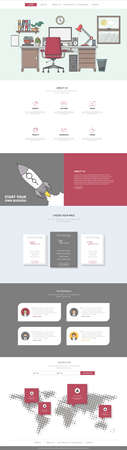 One page website design template in flat design styleのイラスト素材