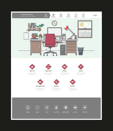 Website template interface. Modern flat style. Vectorのイラスト素材