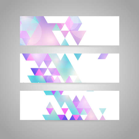 Vector banners with abstract multicolored polygonal mosaic background. Modern geometric triangular pattern. Business design template.のイラスト素材