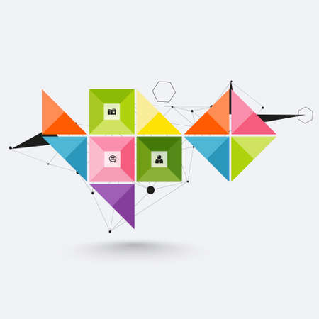 Colorful background with squares, colorful origami paper design, vector illustrationのイラスト素材