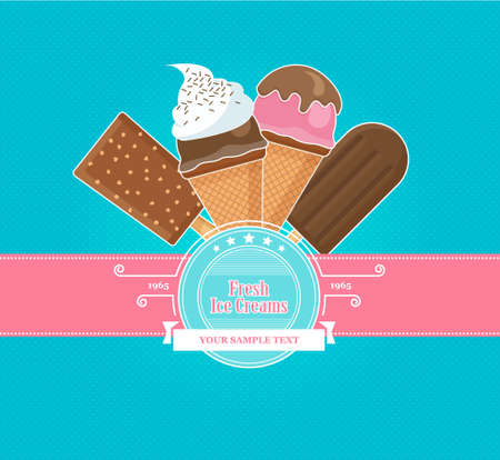 Vintage Poster Ice Cream. Vector illustration.のイラスト素材