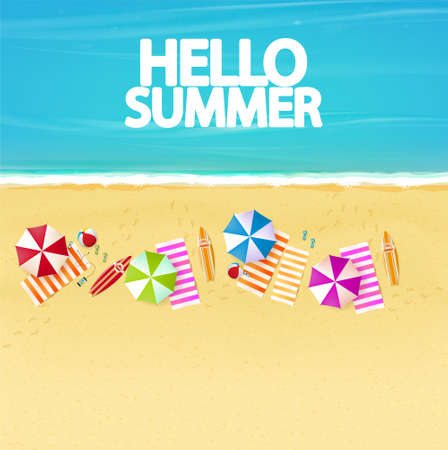 Top view of beach realistic vector illustration.のイラスト素材