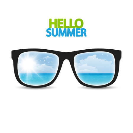Sunglasses with ocean reflection vector illustrationのイラスト素材