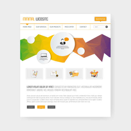 Modern website template with polygon shapes colorful abstract header.のイラスト素材