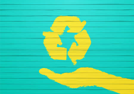 Painted Eco Concept, painted on wooden board, colorful vector design.のイラスト素材