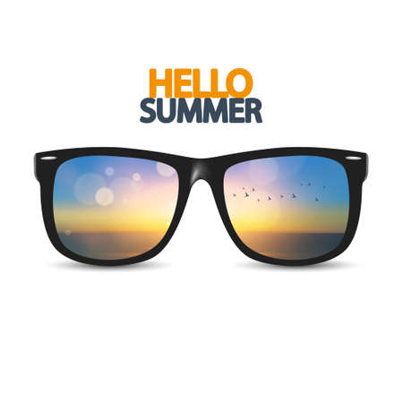 Vector summer beach blurred, with sunglasses,のイラスト素材