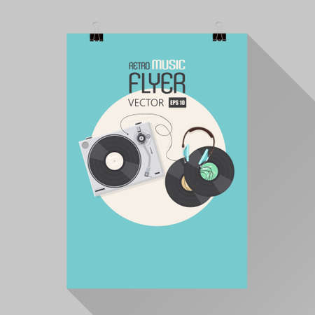 Player for vinyl record. Music vector illustration flat.のイラスト素材